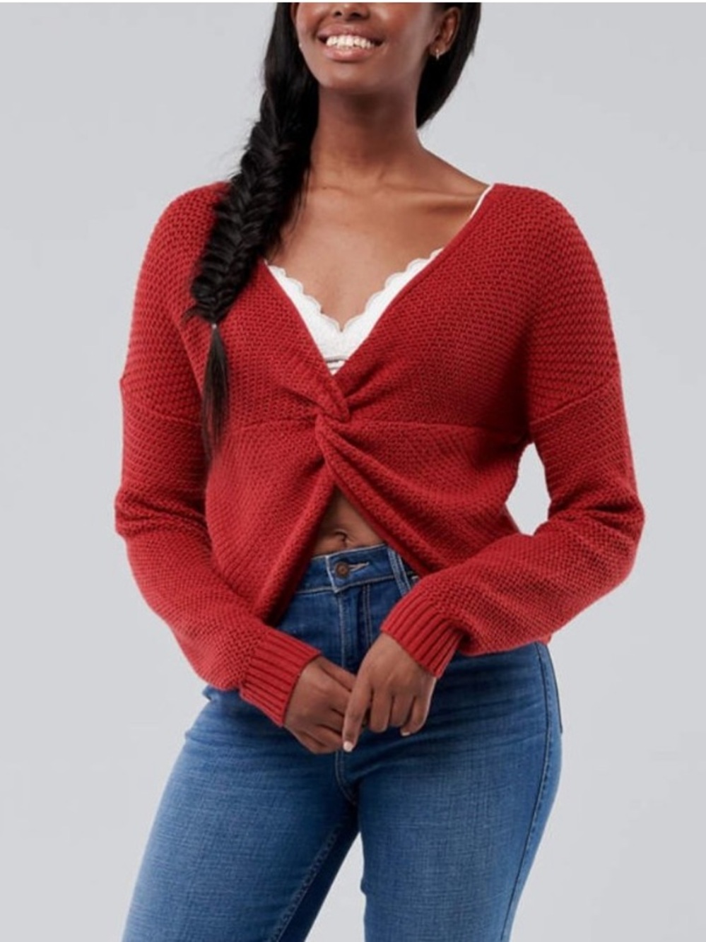 3/$50 Hollister Reversible Twist Crop Knit Sweater